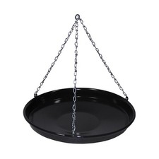 MFH Enamel Grill Pan with Chain Small Black Camping Festival Bushcraft Outdoor