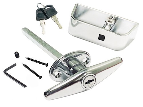 Chrome handle door lock - t,