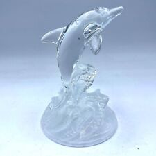 Dolphin Ornament CRISTAL D'ARQUES Clear French Crystal Glass 6" x 4" Figure