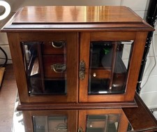 Gentleman’s Smoking Cabinet. Pipe Rack Holder, Lockable, Hardwood & Bevel Glass