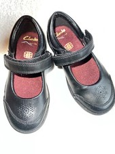 Clarks Girls MINI SKY Black Leather Air Spring School Shoes Sizes 7G & 8G