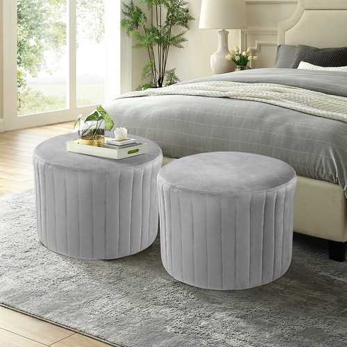Grey footstool seat - footstool,