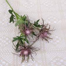 3Fork Flowers Bunch Artificial Eryngium Plants Thistles Leaves Home Party Decor