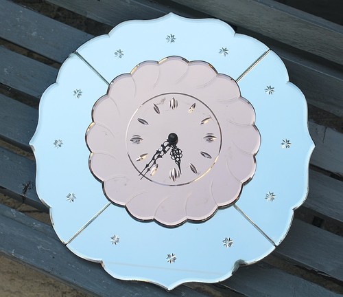 Art deco peach mirror - peach, bevel
