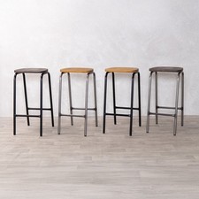 WOODEN LAB STOOL METAL LAB