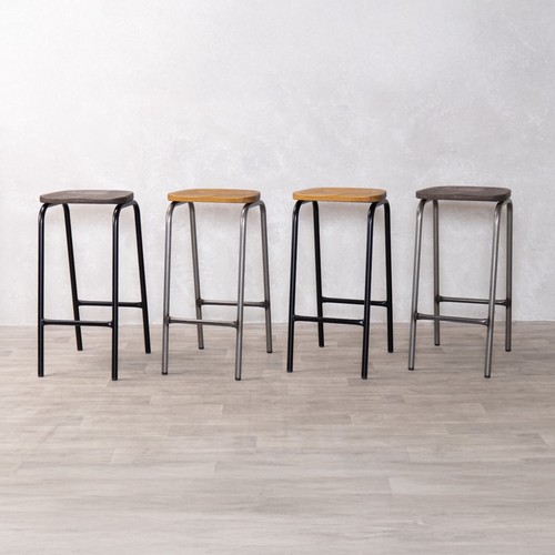 Wooden lab stool - stool, metal