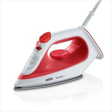 Braun SI1019RD Steam Iron TexStyle 1 with Non-Stick Coating 1900W Red & White