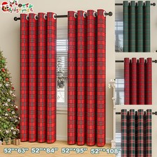 Christmas Curtains Plaid Red