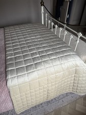 Dunelm Kingsize Velvet Quilted Bedspread  Throw 235cm x 235cm Beige Natural