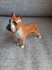 BOXER DOG Tan and White Figure Ornament Approx 150mm Has some Grazing with Age 