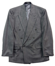 vtg 90s Alfani 38S 39S Gray Plaid Double Breasted Blazer Jacket Sport Suit Coat