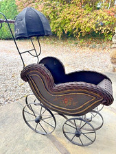 Victorian Style Hand Painted Dolls Pram / Pushchair 