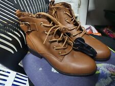 Ladies Army Boots Women Combat Military Ankle Lace Up Zip Biker Riding Primark 