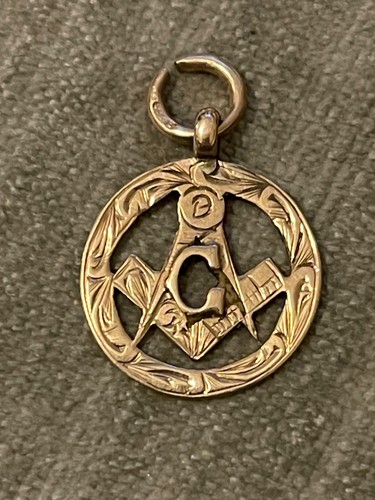 9ct solid gold masonic - , medal