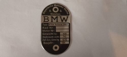 Bmw r75 286 type plate - type,