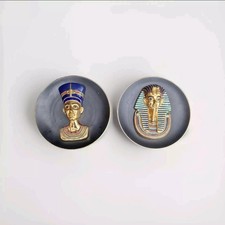 Collectible Plates Nefertiti and Tutankhamun | Fine Porcelain 22k Gold Bradex