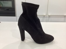 River Island black faux suede ankle boots size 5 38 hardly worn stretch heels