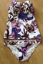 NEXT SIZE 34DD TOP & 12 BOTTOMS PURPLE FLORAL STRAPLESS TANKINI BIKINI BNWOT