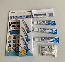 Stormsure Flexible Repair Adhesive Transparent Clear 3 x 5g Tubes and Gloves