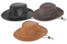 Australian Western style Cowboy Hat Outback Real Leather with Chin Strap Hat