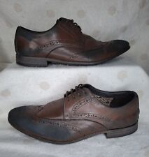 Clark's Collection Mens Brown Distressed Look Semi Brogue Shoes UK Size 8.5 G