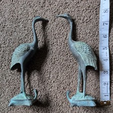 Pair Of Bronze Cranes On
