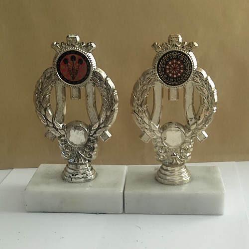 Darts trophy silver metal - darts,