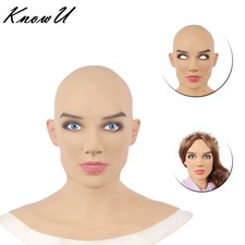 Realistic Silicone Female Headgear With Make Up For  Crossdressers Halloween