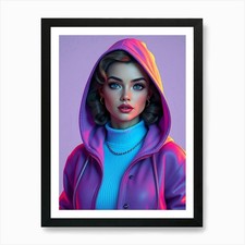 Girl In A Hoodie And Neon