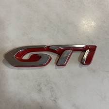USED Silver Chrome/ Red Car Badge for Peugeot  GTi no 9806070377  