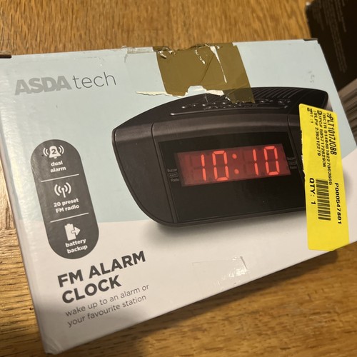 Asda tech alarm clock - fm,