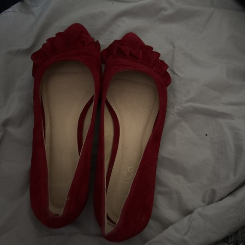 Worn red suedette cushioned - red,