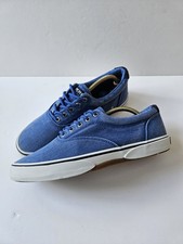 Men's Sperry Halyard CVO Striped Terry Cobalt Blue Casual Canvas Shoes UK Size 8