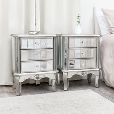 Pair mirrored bedside tables