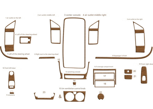 Wood look dash trim - kit, for