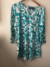 Artscapes Top Size M 14-16 Green Print 3/4 Sleeve Jersey Casual