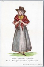 Antique Postcard Welsh Girl