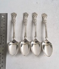 NICE SET 4 ANTIQUE SCOTTISH SOLID SILVER TEA SPOONS  .  71 gms.    GLASGOW  1863