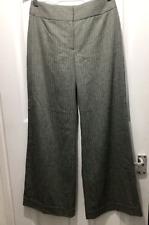 Laura Ashley Size UK 10 EU 36 Grey & Green Wide Leg Striped Trousers Folded Hem