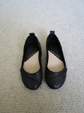 HUSH PUPPIES BLACK LEATHER JANESSA FLAT SHOES UK SIZE 4 VGC