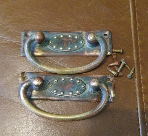 Pair brass copper edwardian - pair, brass/copper