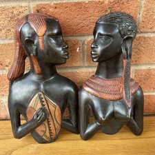 Exquisite Hand-Carved African Tribal Head Sculptures Wall Art Decorative