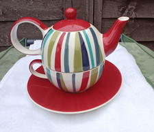 Whittard of Chelsea Tea for one m&m  cup saucer & teapot multi coloured