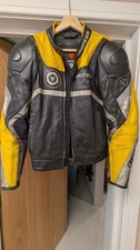 Motorcycle Leather Jacket Super Sport Racing  Dainese Black And Yellow - 48