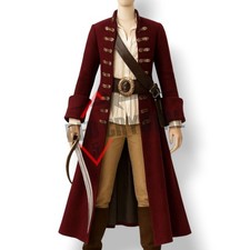 Women's Steampunk Maroon Frock Coat Victorian Gothic Pirate Gothic Tailcoat