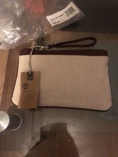 Canvas Leather Trim Clutch Bag