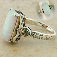 Women Fashion Fire Silver Opal