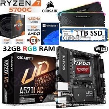 AMD Ryzen 7 5700G + 32GB RGB RAM + 1TB SSD + A520I AC ITX Motherboard Bundle