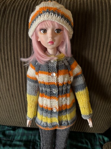 Hand knitted colorful cardigan - colorful,