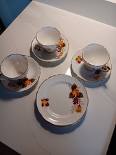 Vintage ~ DELPHINE ~ Bone China Cup, Saucer and Side Plate Trio Set